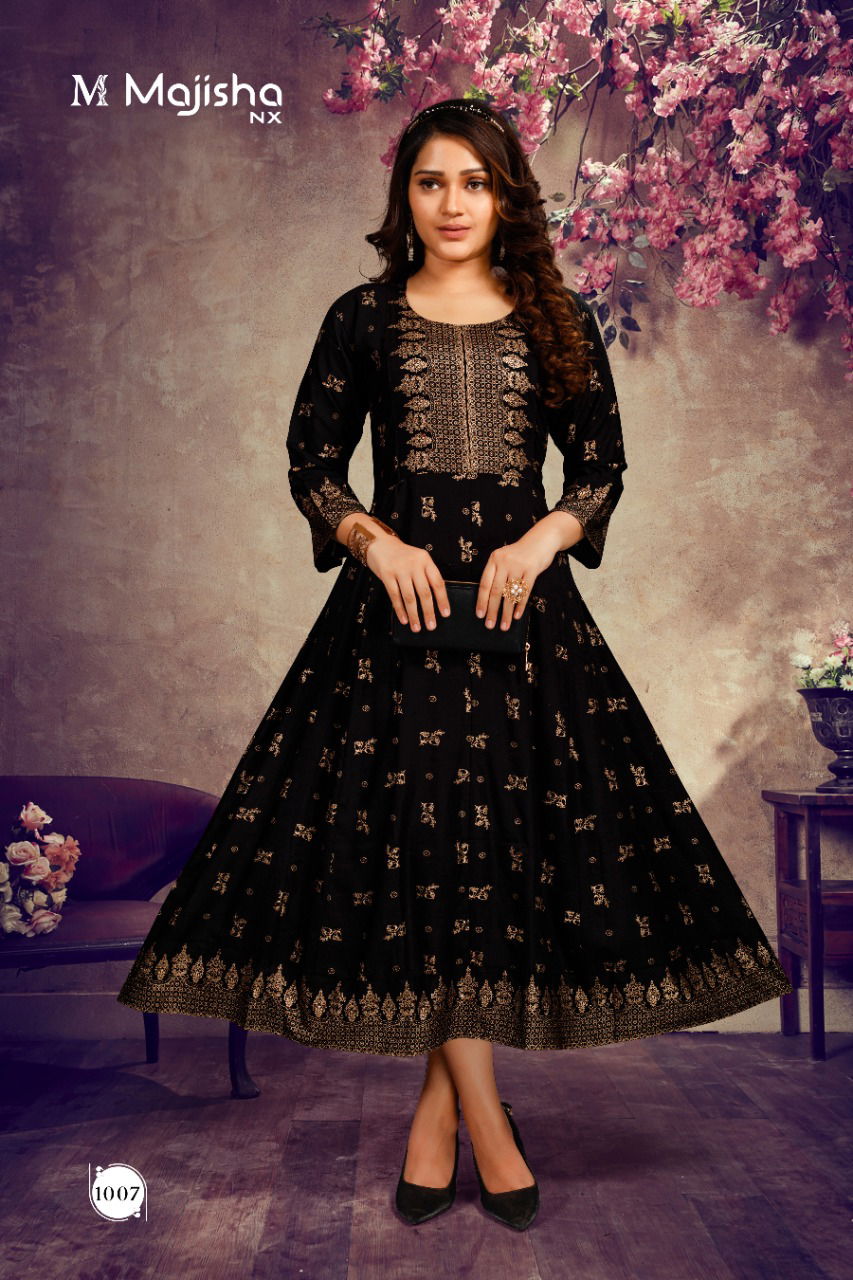 Majisha Nx Kanak 1 Latest Designer Fancy Wear RAyon Anarkali Kurti Collection